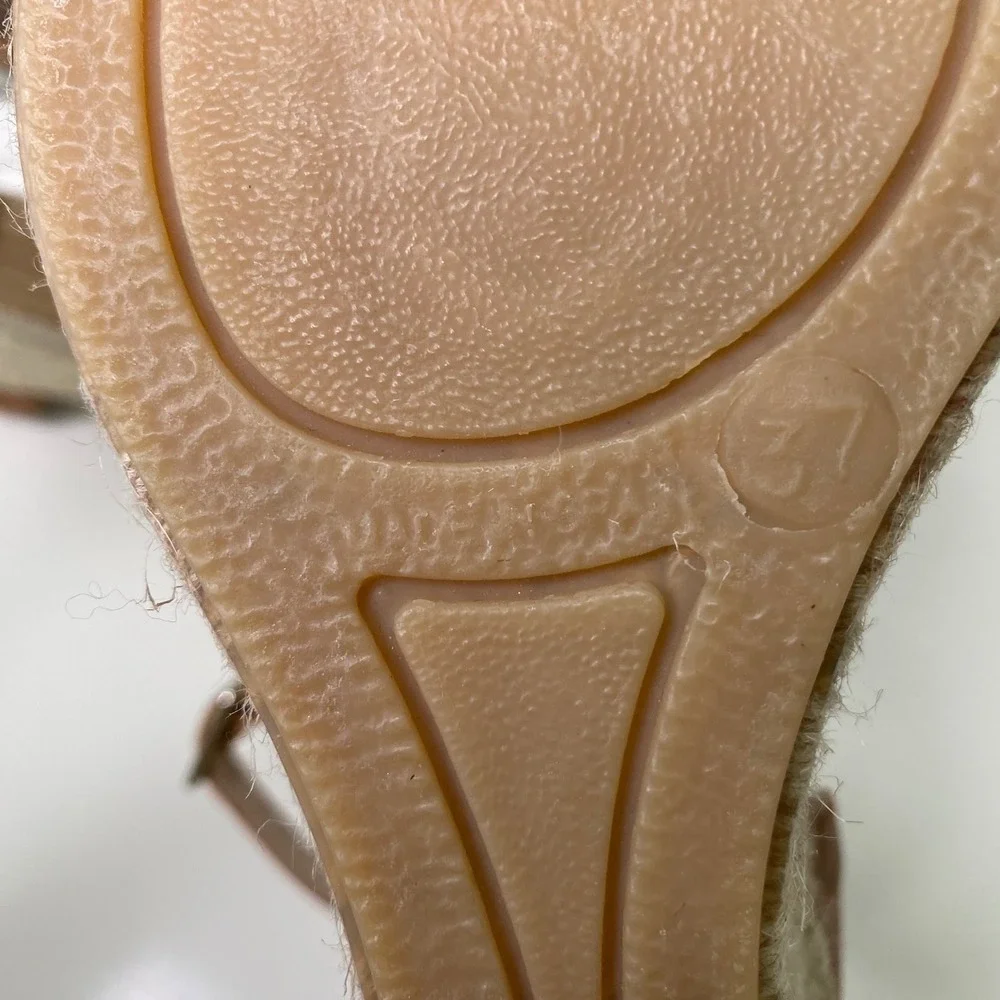 La Scarpa Paris Espadrille Wedge Sandals‎ Ankle Strap Open Toe Tan Leather EU 37